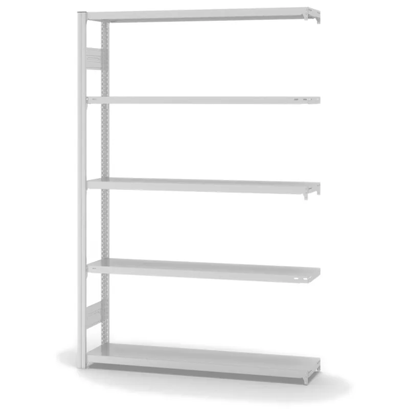 Wochenendangebot hofe Anbau-Fachbodenregal für Beidseitige Nutzung - Stecksystem ORION PLUS - Fachlast 200 kg - H2000 B1300 T300 mm - RAL7035 Lichtgrau