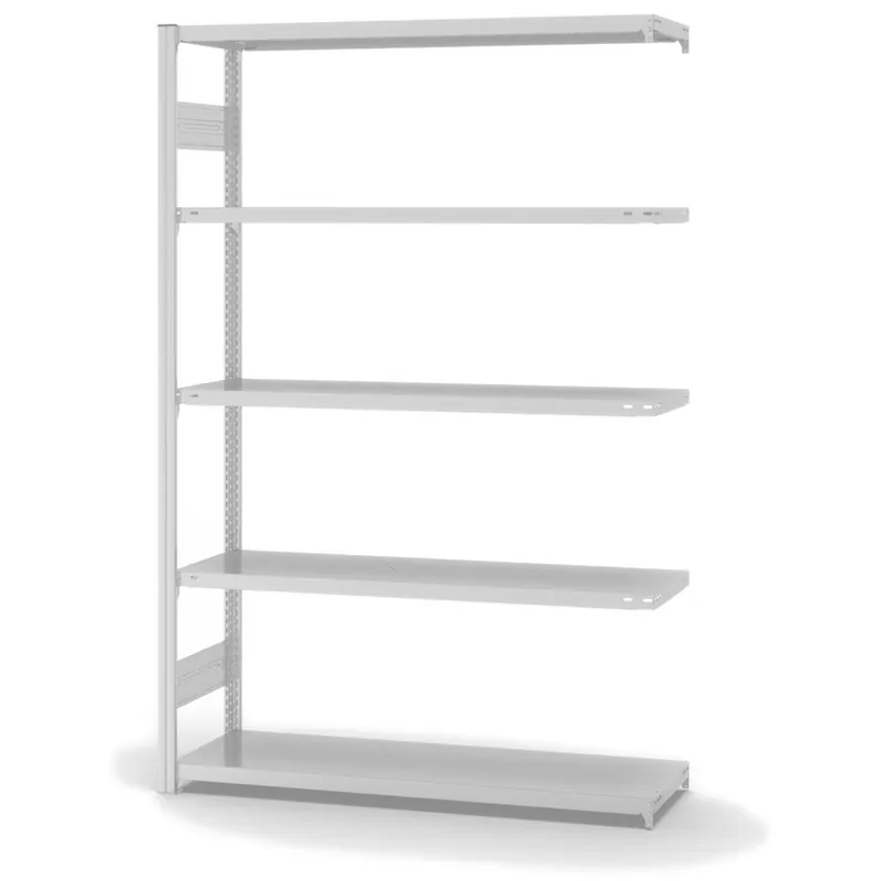 hofe Anbau-Fachbodenregal für Beidseitige Nutzung - Stecksystem ORION PLUS - Fachlast 180 kg - H2000 B1300 T400 mm - RAL7035 Lichtgrau Solange Der Vorrat Reicht