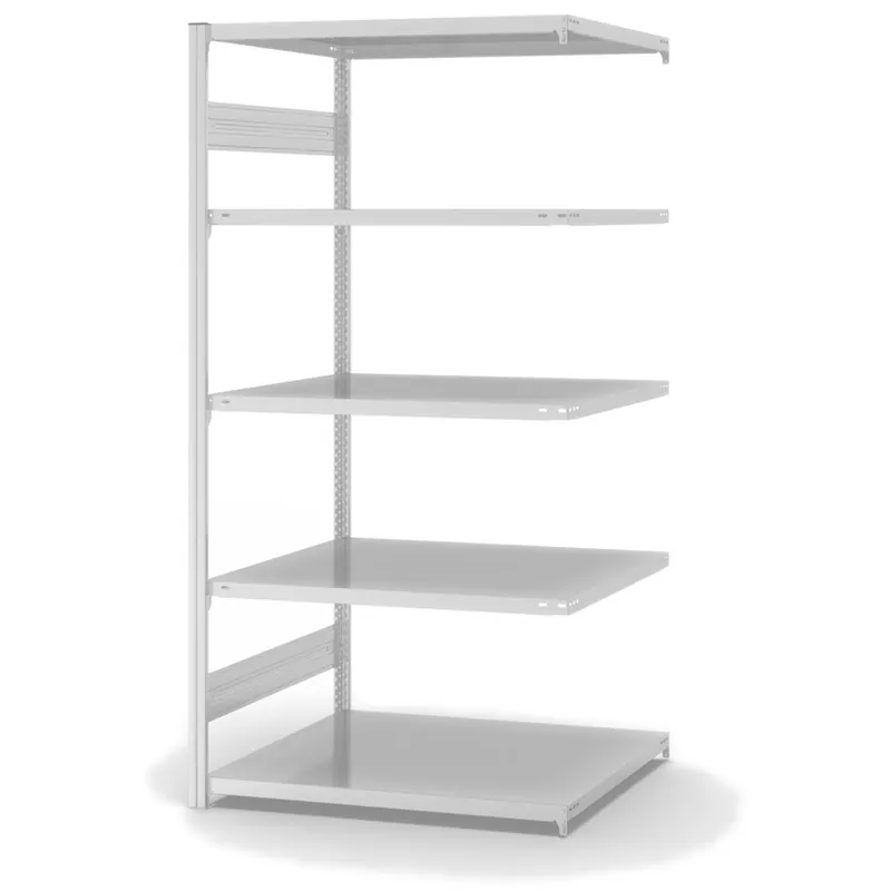 Preis Gesenkt hofe Anbau-Fachbodenregal für Beidseitige Nutzung - Stecksystem ORION PLUS - Fachlast 130 kg - H2000 B1000 T800 mm - RAL7035 Lichtgrau