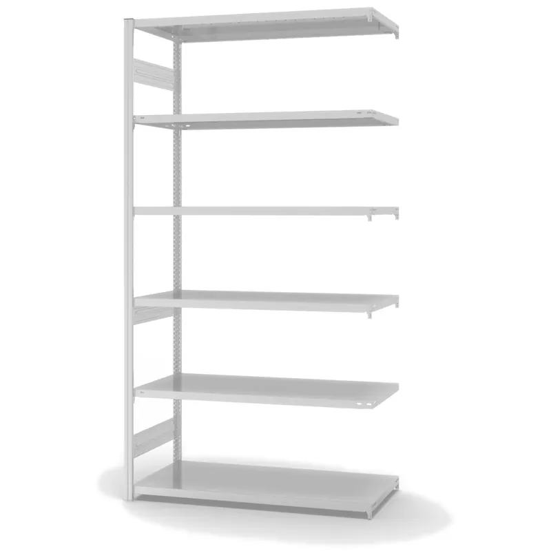 hofe Anbau-Fachbodenregal für Beidseitige Nutzung - Stecksystem ORION PLUS - Fachlast 330 kg - H2500 B1300 T600 mm - RAL7035 Lichtgrau Online Kaufen