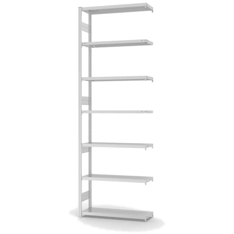 hofe Anbau-Fachbodenregal für Beidseitige Nutzung - Stecksystem ORION PLUS - Fachlast 300 kg - H3000 B1000 T300 mm - RAL7035 Lichtgrau Preisreduziert