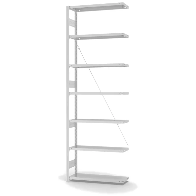 hofe Anbau-Fachbodenregal für Einseitige Nutzung - Stecksystem ORION PLUS - Fachlast 300 kg - H3000 B1000 T300 mm - RAL7035 Lichtgrau Schneller Versand