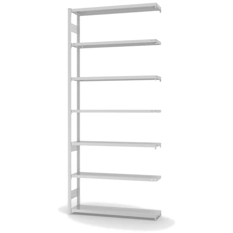hofe Anbau-Fachbodenregal für Beidseitige Nutzung - Stecksystem ORION PLUS - Fachlast 200 kg - H3000 B1300 T300 mm - RAL7035 Lichtgrau Top-Preis