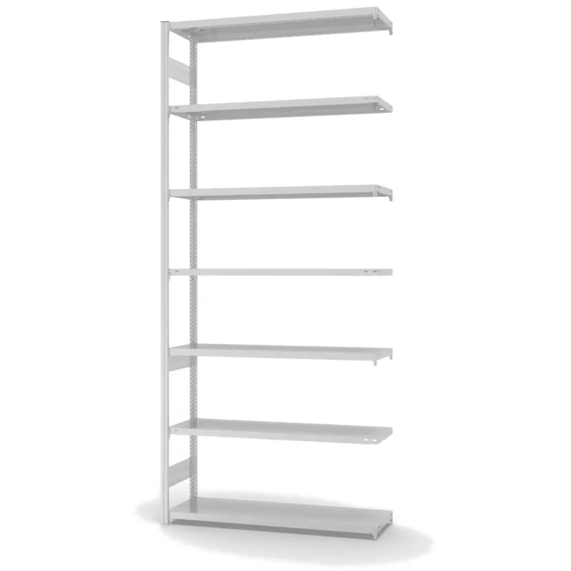 hofe Anbau-Fachbodenregal für Beidseitige Nutzung - Stecksystem ORION PLUS - Fachlast 215 kg - H3000 B1300 T400 mm - RAL7035 Lichtgrau Top-Angebot