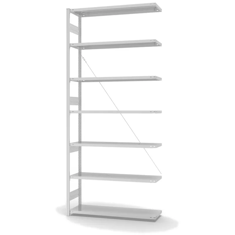 hofe Anbau-Fachbodenregal für Einseitige Nutzung - Stecksystem ORION PLUS - Fachlast 315 kg - H3000 B1300 T400 mm - RAL7035 Lichtgrau Neue Ware