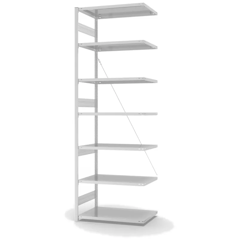 Markenware hofe Anbau-Fachbodenregal für Einseitige Nutzung - Stecksystem ORION PLUS - Fachlast 330 kg - H3000 B1000 T600 mm - RAL7035 Lichtgrau
