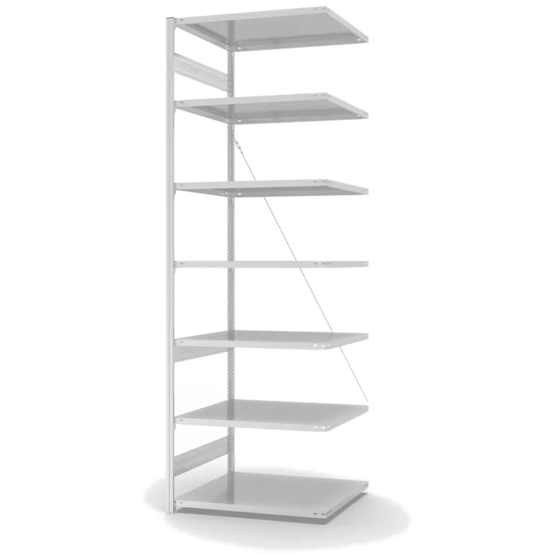 hofe Anbau-Fachbodenregal für Einseitige Nutzung - Stecksystem ORION PLUS - Fachlast 230 kg - H3000 B1000 T800 mm - RAL7035 Lichtgrau Kracherpreis