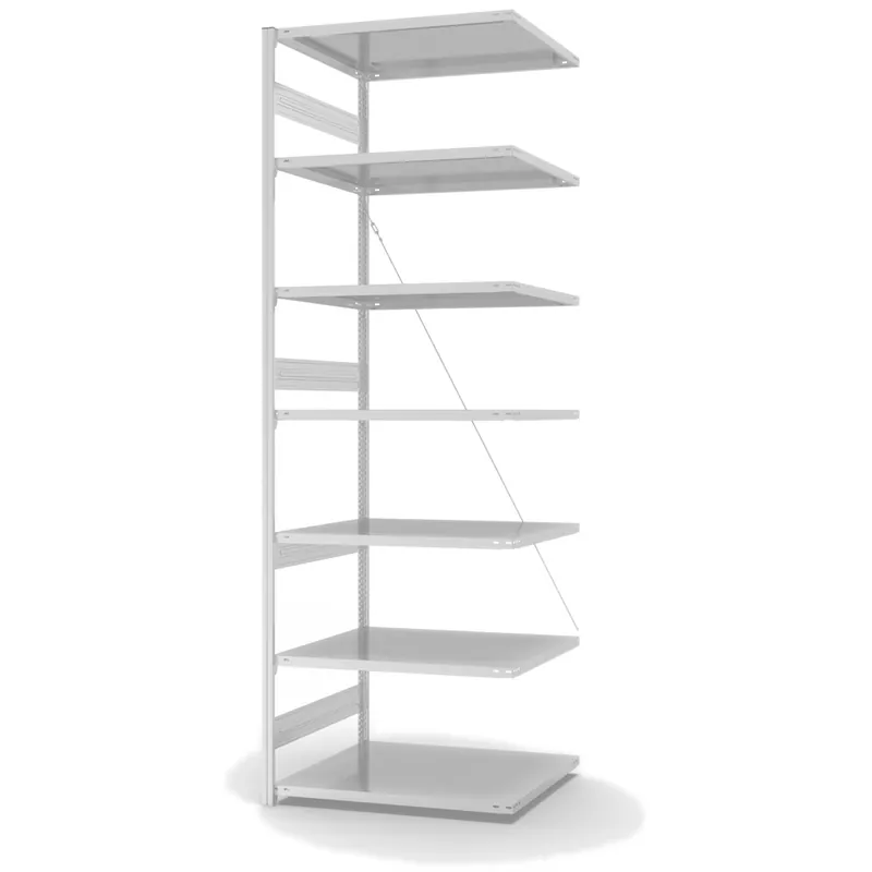 hofe Anbau-Fachbodenregal für Einseitige Nutzung - Stecksystem ORION PLUS - Fachlast 330 kg - H3000 B1000 T800 mm - RAL7035 Lichtgrau Versand Am Gleichen Tag
