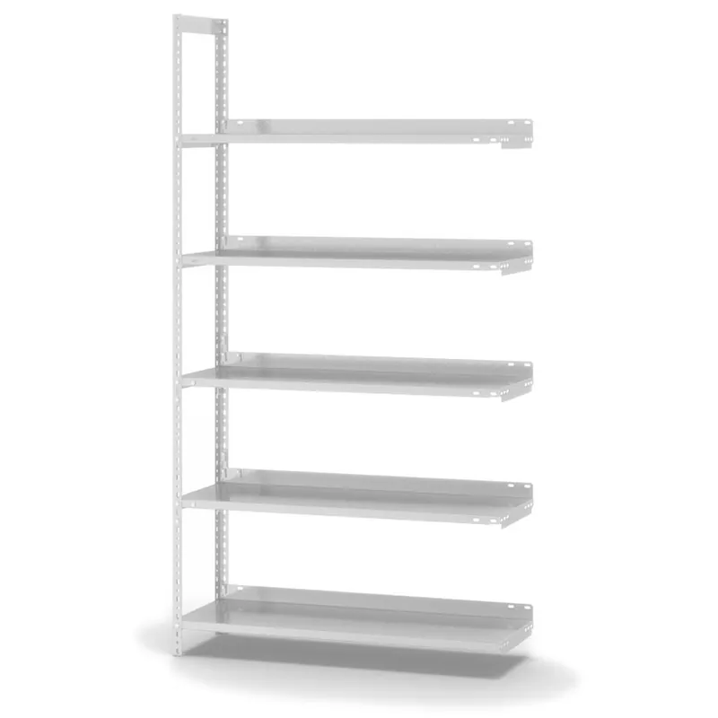 hofe Akten-Anbauregal für Einseitige Nutzung - Schraubsystem WR - 1000 x 300 mm1850 mm Winkelpfosten und Böden RAL7035 lichtgrau Geprüft