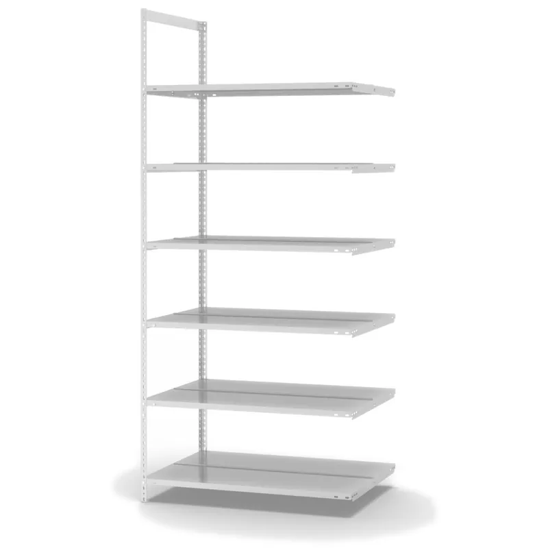 Billig hofe Akten-Anbauregal für Zweiseitige Nutzung - Schraubsystem WR - 1000 x 600 mm2200 mm Winkelpfosten und Böden RAL7035 lichtgrau