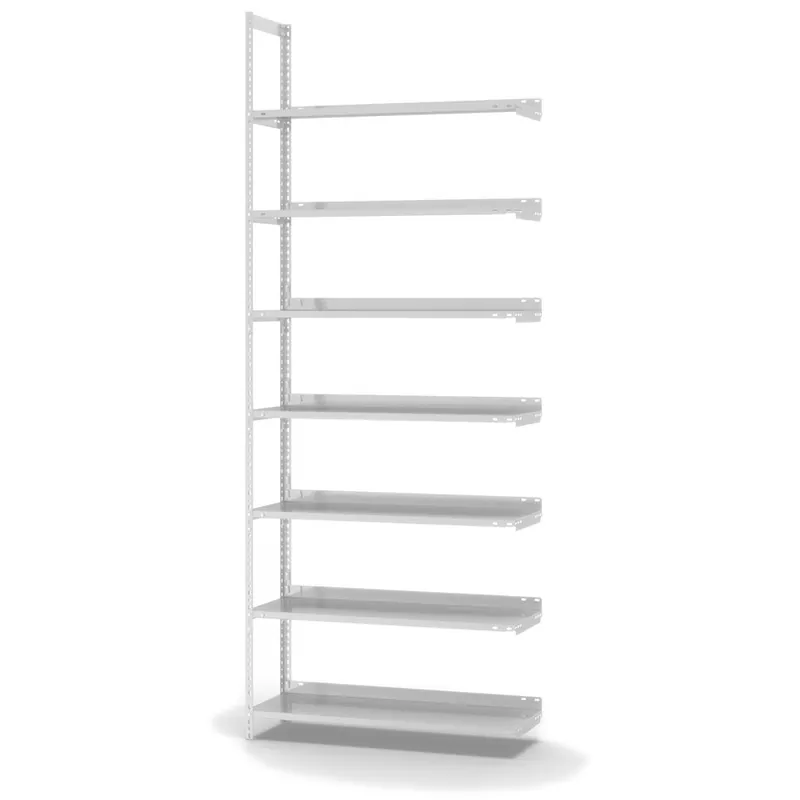 hofe Akten-Anbauregal für Einseitige Nutzung - Schraubsystem WR - 1000 x 300 mm2550 mm Winkelpfosten und Böden RAL7035 lichtgrau Highlight