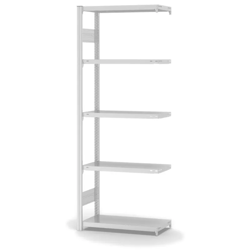 hofe Anbau-Fachbodenregal für Beidseitige Nutzung - Stecksystem ORION PLUS - Fachlast 150 kg - H2000 B750 T300 mm - RAL7035 Lichtgrau Direktkauf