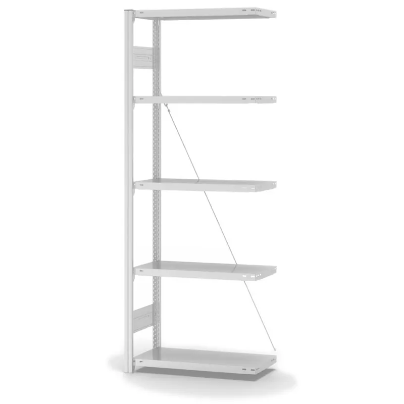hofe Anbau-Fachbodenregal für Einseitige Nutzung - Stecksystem ORION PLUS - Fachlast 220 kg - H2000 B750 T300 mm - RAL7035 Lichtgrau Beliebt
