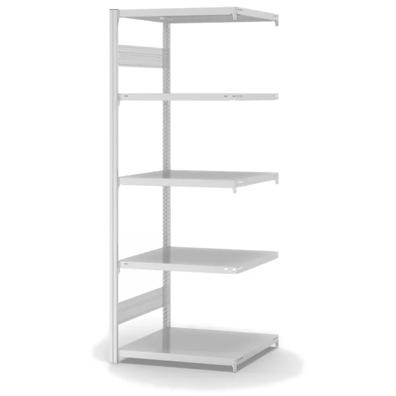 Bestseller hofe Anbau-Fachbodenregal für Beidseitige Nutzung - Stecksystem ORION PLUS - Fachlast 240 kg - H2000 B750 T600 mm - RAL7035 Lichtgrau