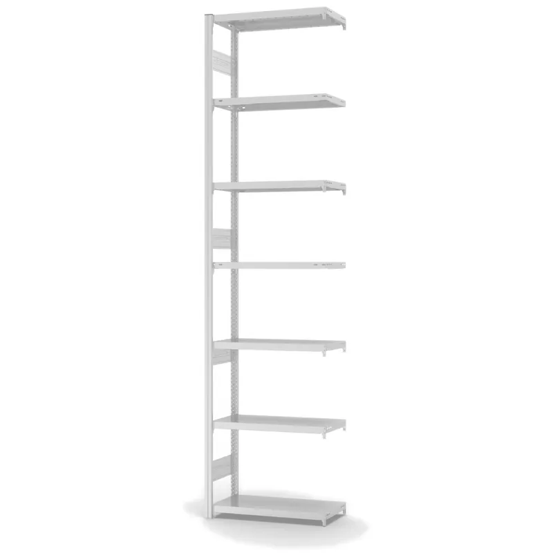hofe Anbau-Fachbodenregal für Beidseitige Nutzung - Stecksystem ORION PLUS - Fachlast 300 kg - H3000 B750 T300 mm - RAL7035 Lichtgrau Sale