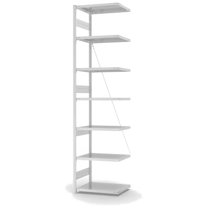 hofe Anbau-Fachbodenregal für Einseitige Nutzung - Stecksystem ORION PLUS - Fachlast 300 kg - H3000 B750 T500 mm - RAL7035 Lichtgrau Markenware