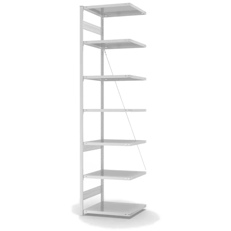Wochenendangebot hofe Anbau-Fachbodenregal für Einseitige Nutzung - Stecksystem ORION PLUS - Fachlast 140 kg - H3000 B750 T600 mm - RAL7035 Lichtgrau
