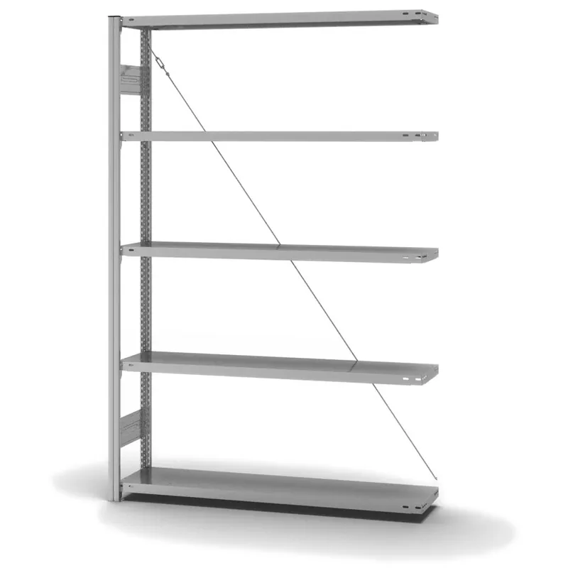 hofe Anbau-Fachbodenregal für Einseitige Nutzung - Stecksystem ORION PLUS - Fachlast 175 kg - H2000 B1300 T300 mm - Verzinkt Geprüft