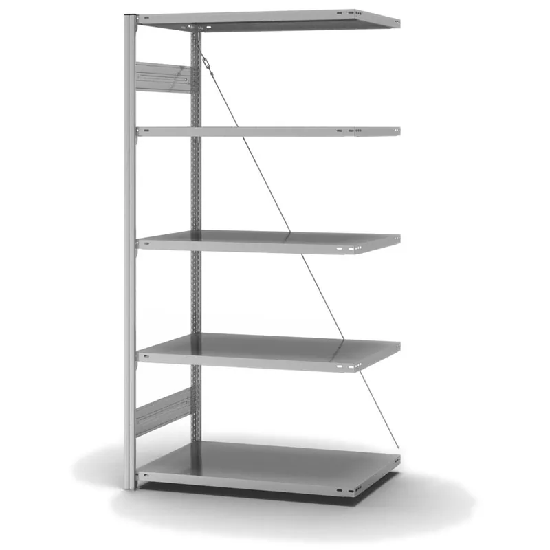 Günstig hofe Anbau-Fachbodenregal für Einseitige Nutzung - Stecksystem ORION PLUS - Fachlast 140 kg - H2000 B1000 T600 mm - Verzinkt