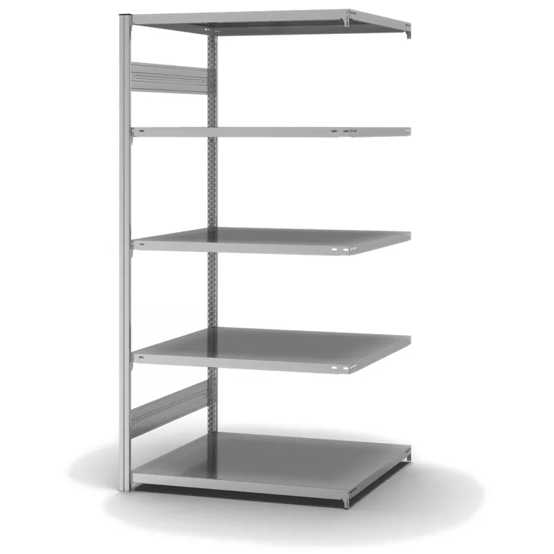 Highlight hofe Anbau-Fachbodenregal für Beidseitige Nutzung - Stecksystem ORION PLUS - Fachlast 130 kg - H2000 B1000 T800 mm - Verzinkt