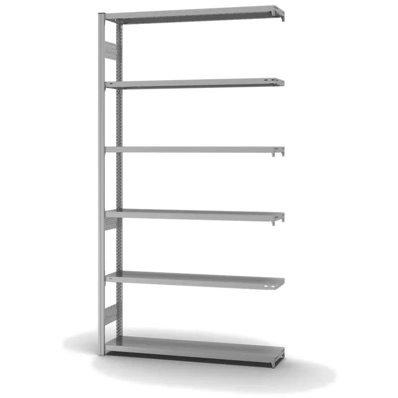Preisknaller hofe Anbau-Fachbodenregal für Beidseitige Nutzung - Stecksystem ORION PLUS - Fachlast 300 kg - H2500 B1300 T300 mm - Verzinkt