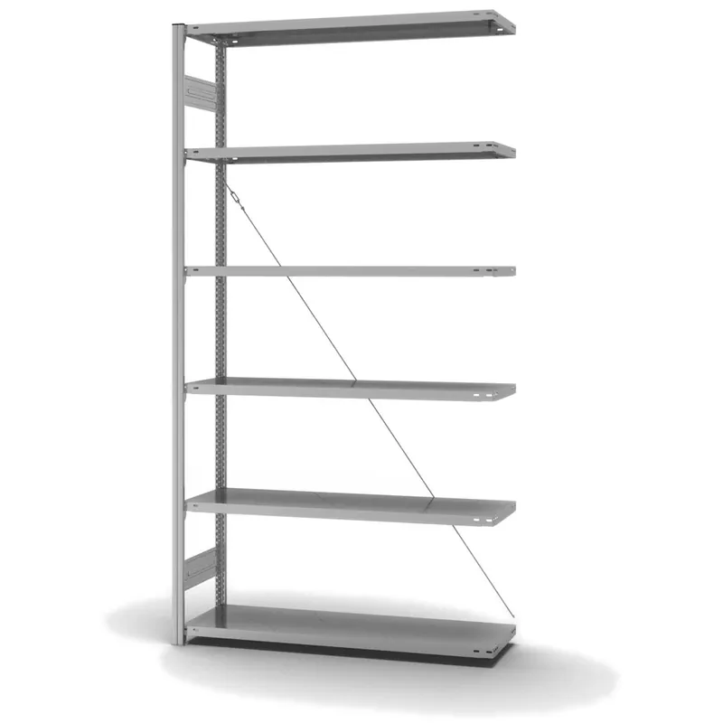 hofe Anbau-Fachbodenregal für Einseitige Nutzung - Stecksystem ORION PLUS - Fachlast 180 kg - H2500 B1300 T400 mm - Verzinkt Versand Am Gleichen Tag