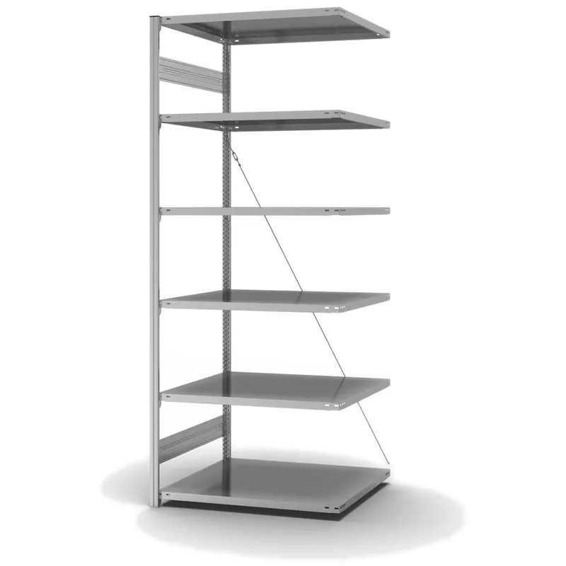 Günstig hofe Anbau-Fachbodenregal für Einseitige Nutzung - Stecksystem ORION PLUS - Fachlast 130 kg - H2500 B1000 T800 mm - Verzinkt