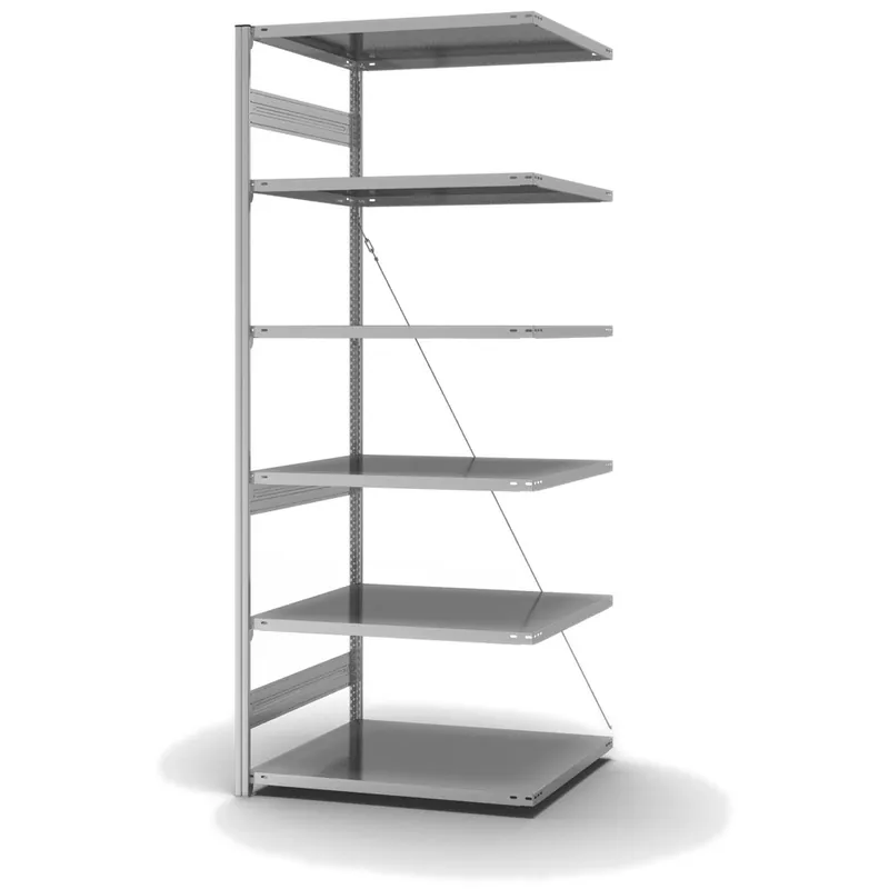 Bestseller hofe Anbau-Fachbodenregal für Einseitige Nutzung - Stecksystem ORION PLUS - Fachlast 230 kg - H2500 B1000 T800 mm - Verzinkt