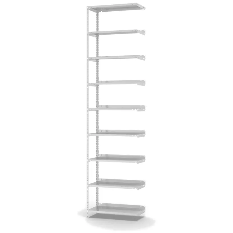 hofe Akten-Anbauregal für Einseitige Nutzung - Schraubsystem WR - 750 x 300 mm2900 mm Winkelpfosten und Böden RAL7035 lichtgrau Begrenztes Angebot