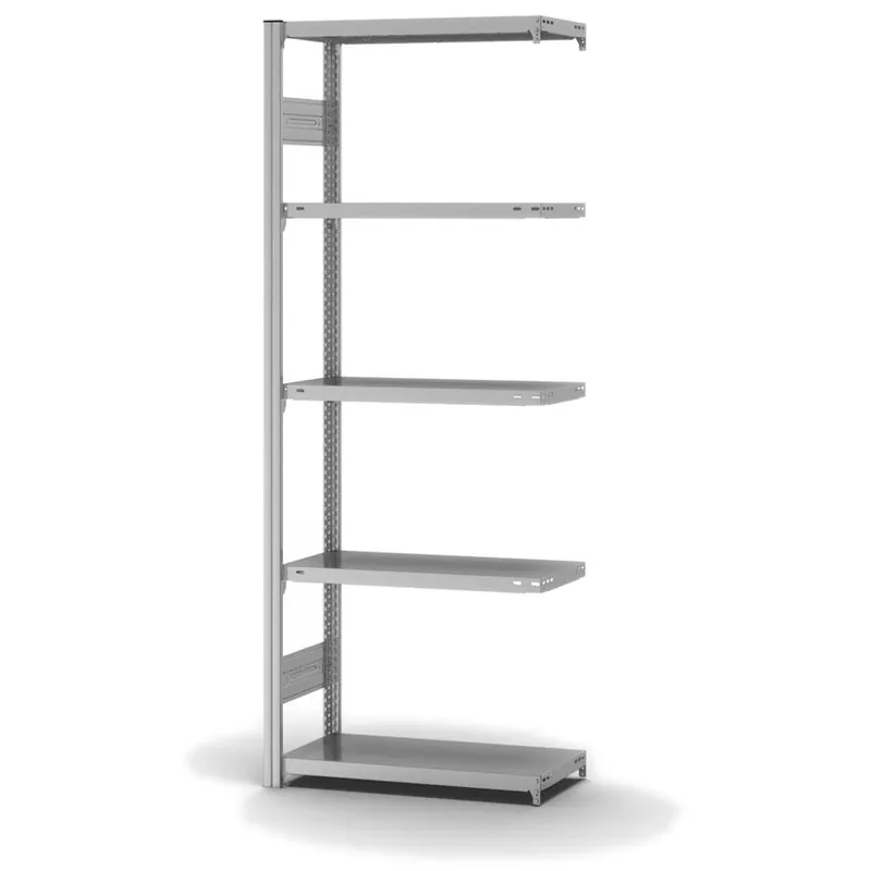 hofe Anbau-Fachbodenregal für Beidseitige Nutzung - Stecksystem ORION PLUS - Fachlast 150 kg - H2000 B750 T300 mm - Verzinkt Echt