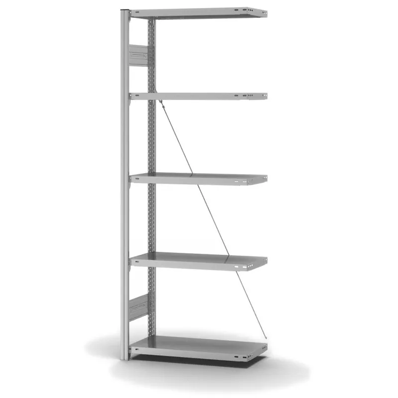 Preisknaller hofe Anbau-Fachbodenregal für Einseitige Nutzung - Stecksystem ORION PLUS - Fachlast 220 kg - H2000 B750 T300 mm - Verzinkt
