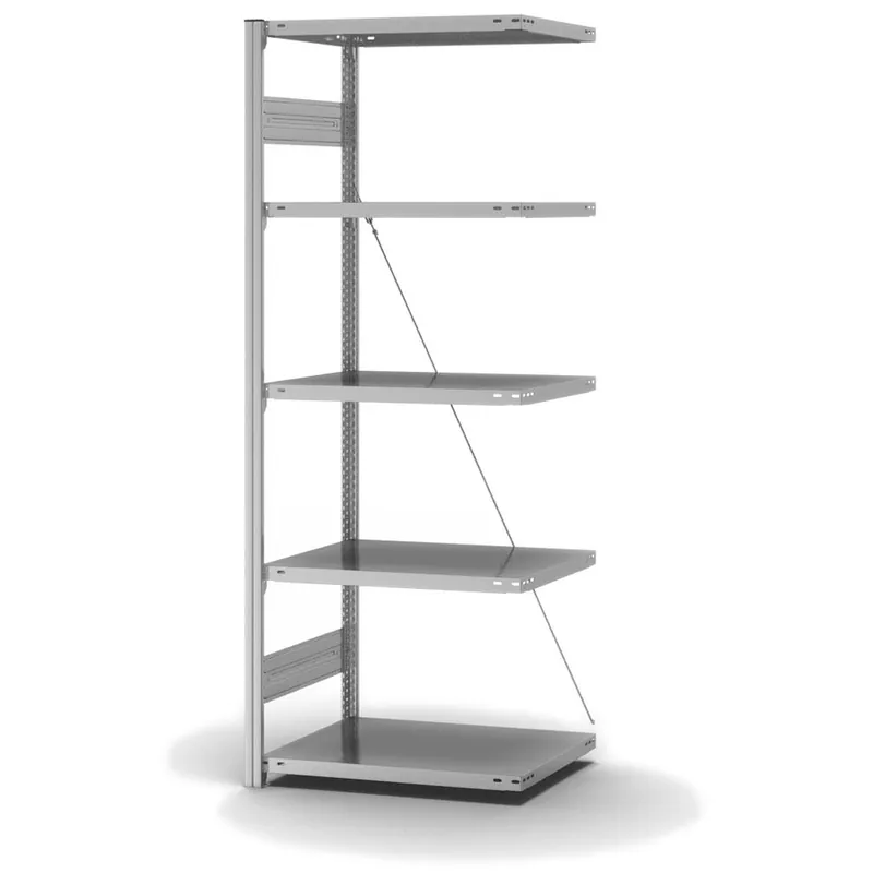 Schnäppchen hofe Anbau-Fachbodenregal für Einseitige Nutzung - Stecksystem ORION PLUS - Fachlast 230 kg - H2000 B750 T500 mm - Verzinkt