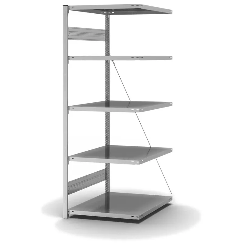 hofe Anbau-Fachbodenregal für Einseitige Nutzung - Stecksystem ORION PLUS - Fachlast 130 kg - H2000 B750 T800 mm - Verzinkt Versand Am Gleichen Tag