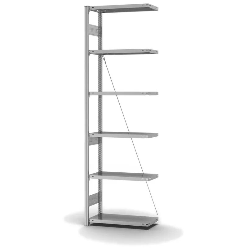 hofe Anbau-Fachbodenregal für Einseitige Nutzung - Stecksystem ORION PLUS - Fachlast 300 kg - H2500 B750 T300 mm - Verzinkt Echt
