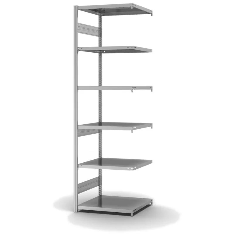 Bestpreis hofe Anbau-Fachbodenregal für Beidseitige Nutzung - Stecksystem ORION PLUS - Fachlast 300 kg - H2500 B750 T600 mm - Verzinkt