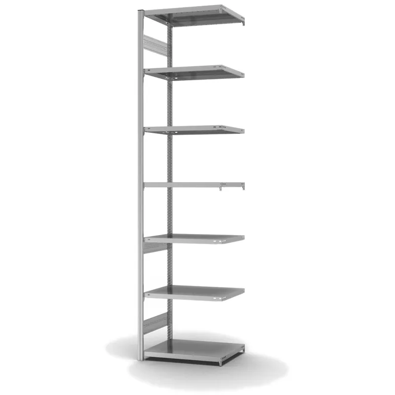 Rabatt hofe Anbau-Fachbodenregal für Beidseitige Nutzung - Stecksystem ORION PLUS - Fachlast 140 kg - H3000 B750 T500 mm - Verzinkt