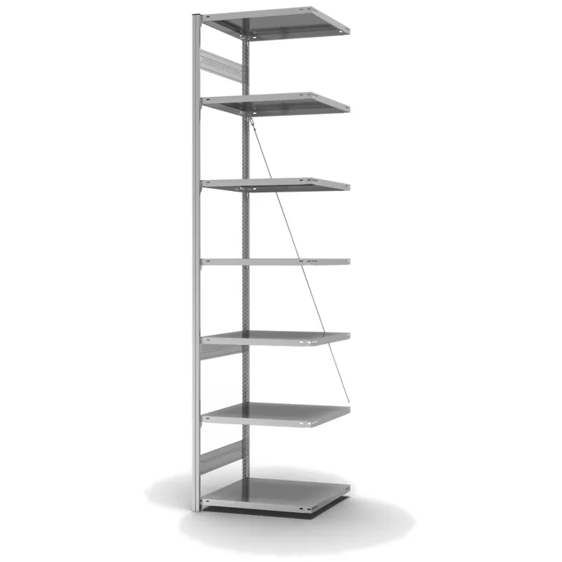hofe Anbau-Fachbodenregal für Einseitige Nutzung - Stecksystem ORION PLUS - Fachlast 140 kg - H3000 B750 T600 mm - Verzinkt Ausverkauf