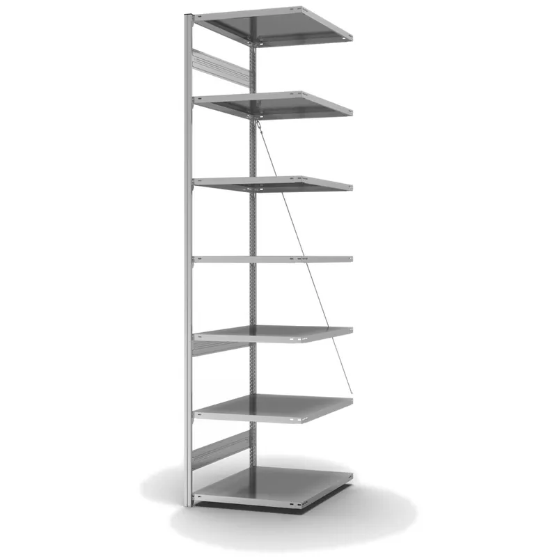 Super-Preis hofe Anbau-Fachbodenregal für Einseitige Nutzung - Stecksystem ORION PLUS - Fachlast 230 kg - H3000 B750 T800 mm - Verzinkt