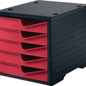 Expressversand Ablagebox 5 Schubl.schwarz/cranberry Polystyrol H255xB270xT340mm STYRO