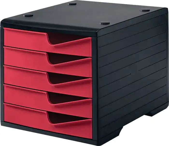 Expressversand Ablagebox 5 Schubl.schwarz/cranberry Polystyrol H255xB270xT340mm STYRO