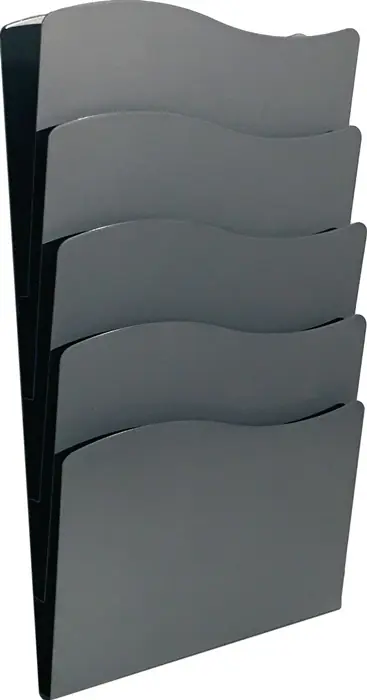 Super-Preis Prospekthalter H430xB240xTmm Anz.Fächer 5 DIN A4 Metall schwarz