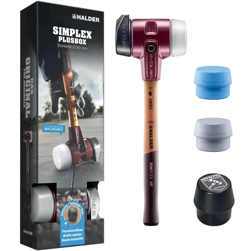 Preis Gesenkt SIMPLEX-Schonhammer Vorteilsbox Gummikomposition/Superplastik mit "normalen" Stiel und "Standfuß" - Ø80mm