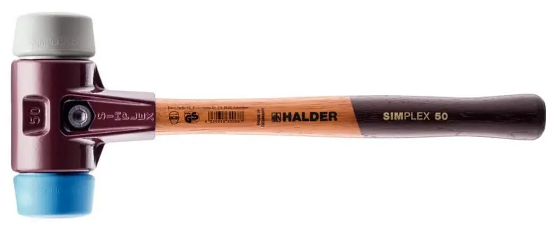 Aktuell SIMPLEX-Schonhammer mit TE-Gehäuse und Holzstiel - Ø 50 - TPE-soft/TPE-mid