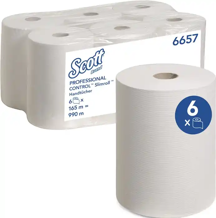 Super-Preis Rollenhandtuch 6657 1-lagig,ungeprägt weiß L.ca.151 mmxB.ca.198mm 6 Rl./VE