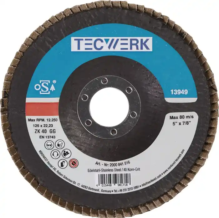 Must-Have Fächerscheibe D.125mm K.60 kon.INOX ZK TECWERK VE: 10 Stück