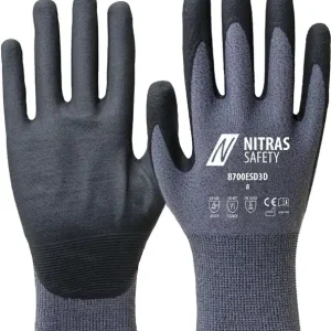 Handschuhe 8700ESD3D Gr.9 grau/schwarz EN 388/EN 407/EN 16350 PSA II VE: 12 Paare Rabatt