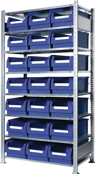 Steckregal H2000xB1000xT500mm Grundregal 8 Stahl-Bd.21xGr.2 blau KAPPES Heißes Angebot