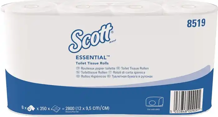Toilettenpapier SCOTT® ESSENTIAL 8519 2-lag.,Kleinrollen 64 RL a 350 Blätter Markenprodukt