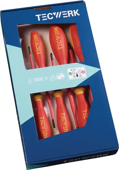 Direkt Vom Hersteller Schraubendrehersatz slim 7-tlg.Schlitz/PH Schneiden/Spitzen phos.VDE TECWERK