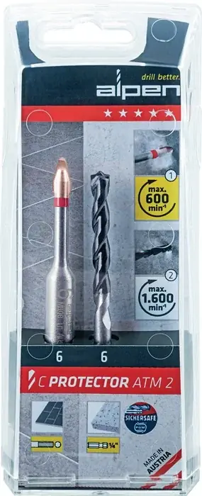 Zertifiziert Feinsteinzeugfliesenbohrerset C PROTECTOR D.8mm 2 St./Set ALPEN